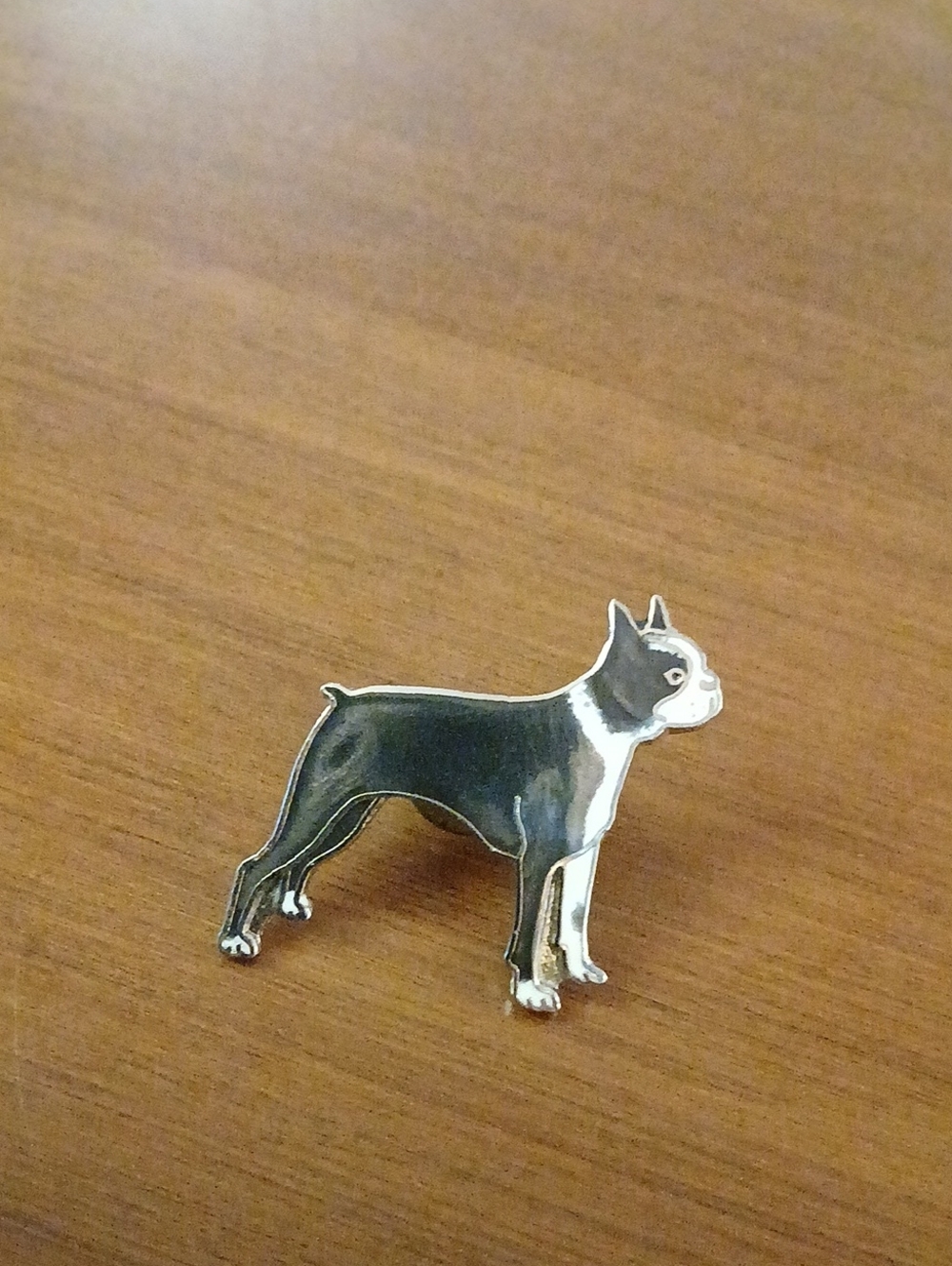 Boston Terrier Dog Enamel Pin Black & White